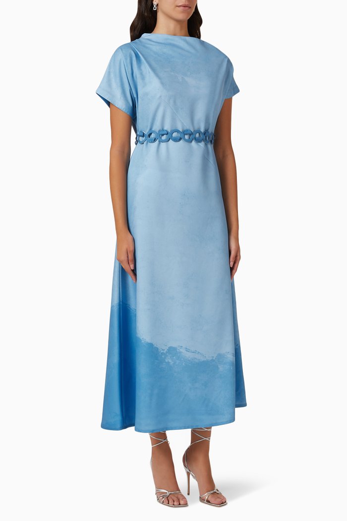 

Printed Short Sleeve Kaftan, Blue