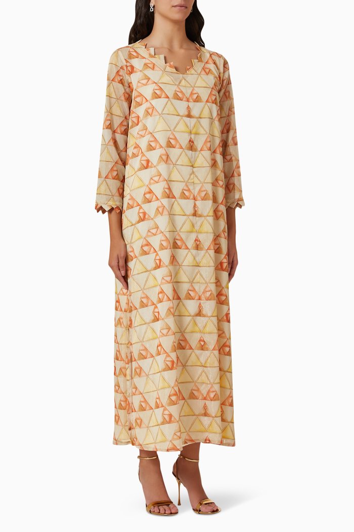 

V Neck Printed Kaftan, Neutral