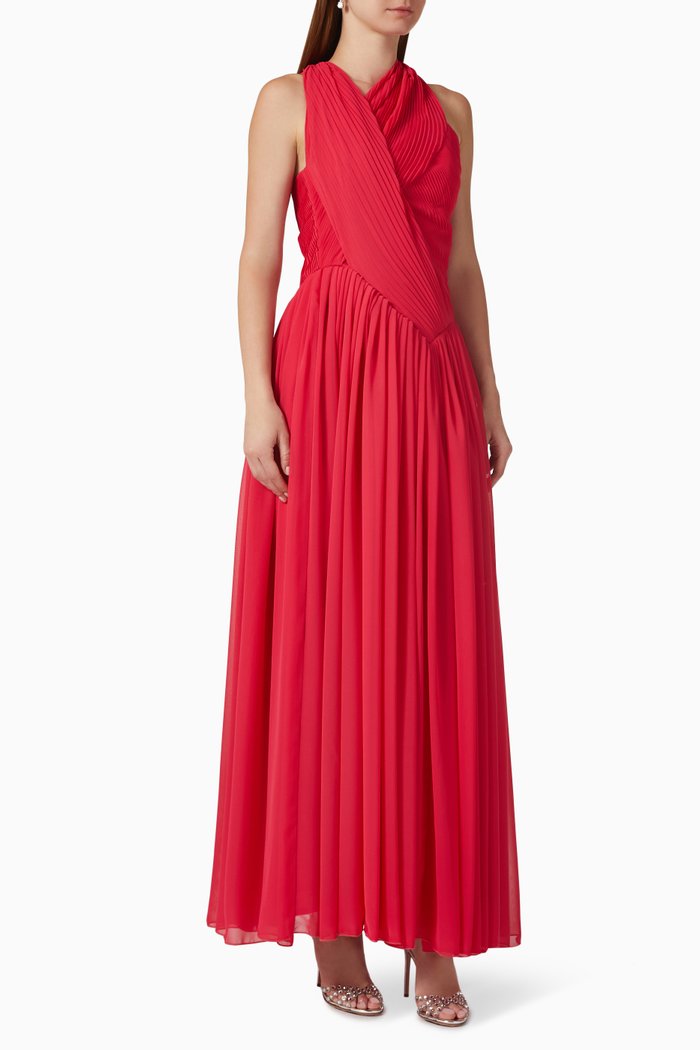 Halterneck Dress in Chiffon, Pink