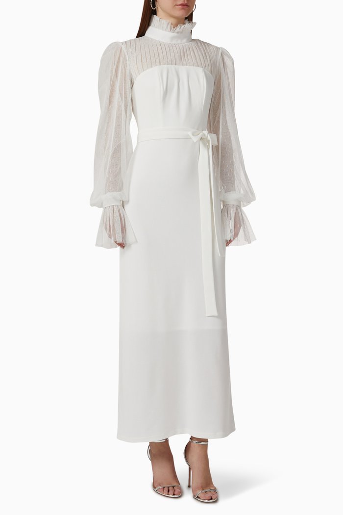 

Puff Sleeve Dress in Scuba, Neutral