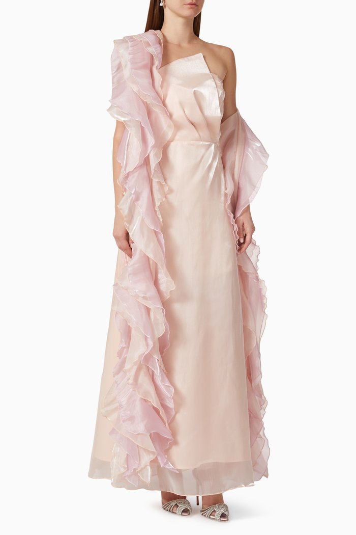 

Strapless Dress & Scarf in Organza, Pink