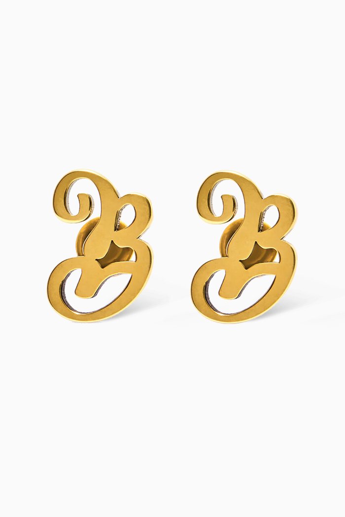 

Typo B Earrings in Brass, Gold