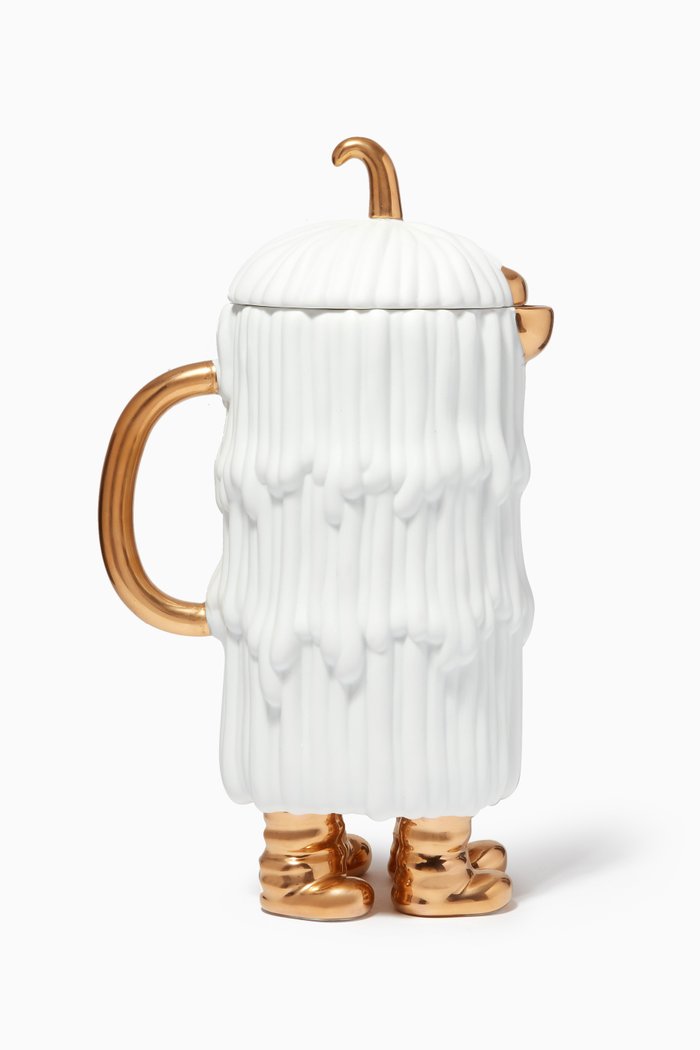 

Djuna Coffee & Tea Pot in 24kt Gold-plated Porcelain, White