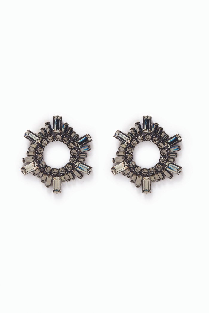 Mini Begum Crystal Stud Earrings, Black