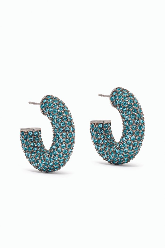 

Small Cameron Crystal Hoop Earrings, Blue