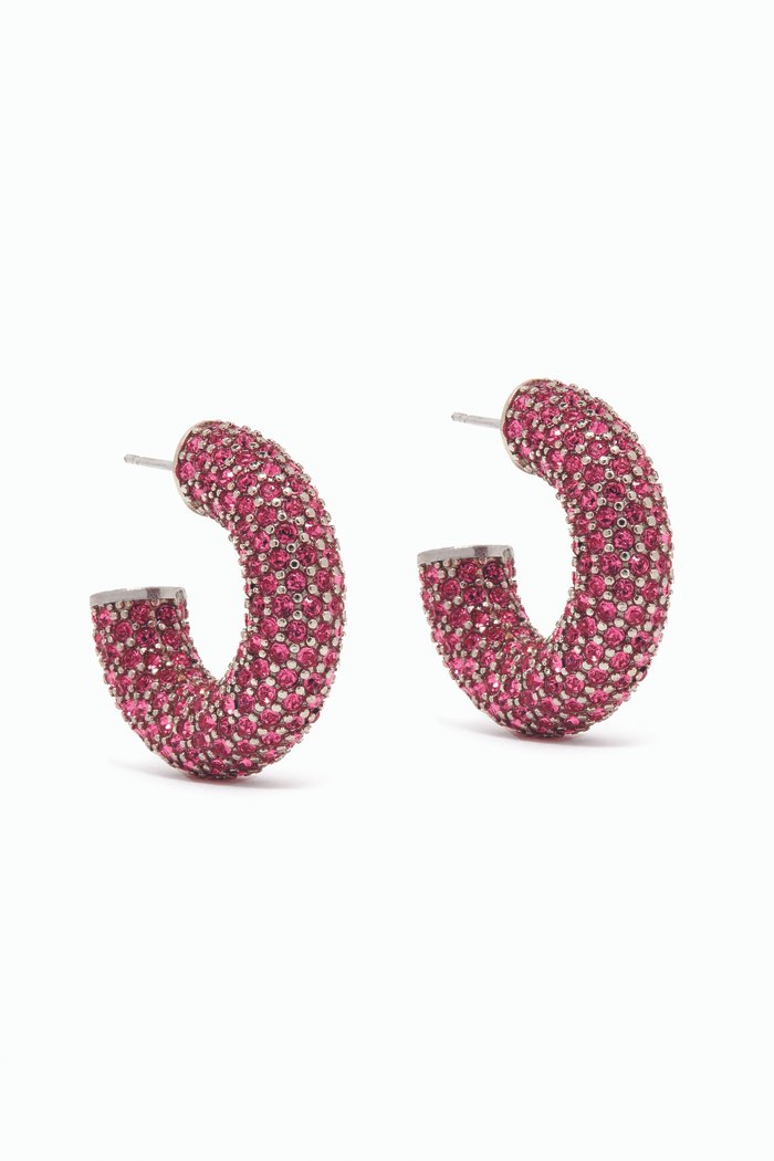 

Small Cameron Crystal Hoop Earrings, Pink