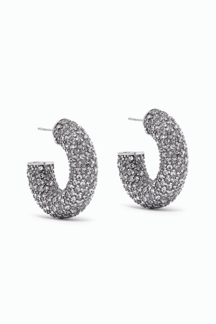Small Cameron Crystal Hoop Earrings, White