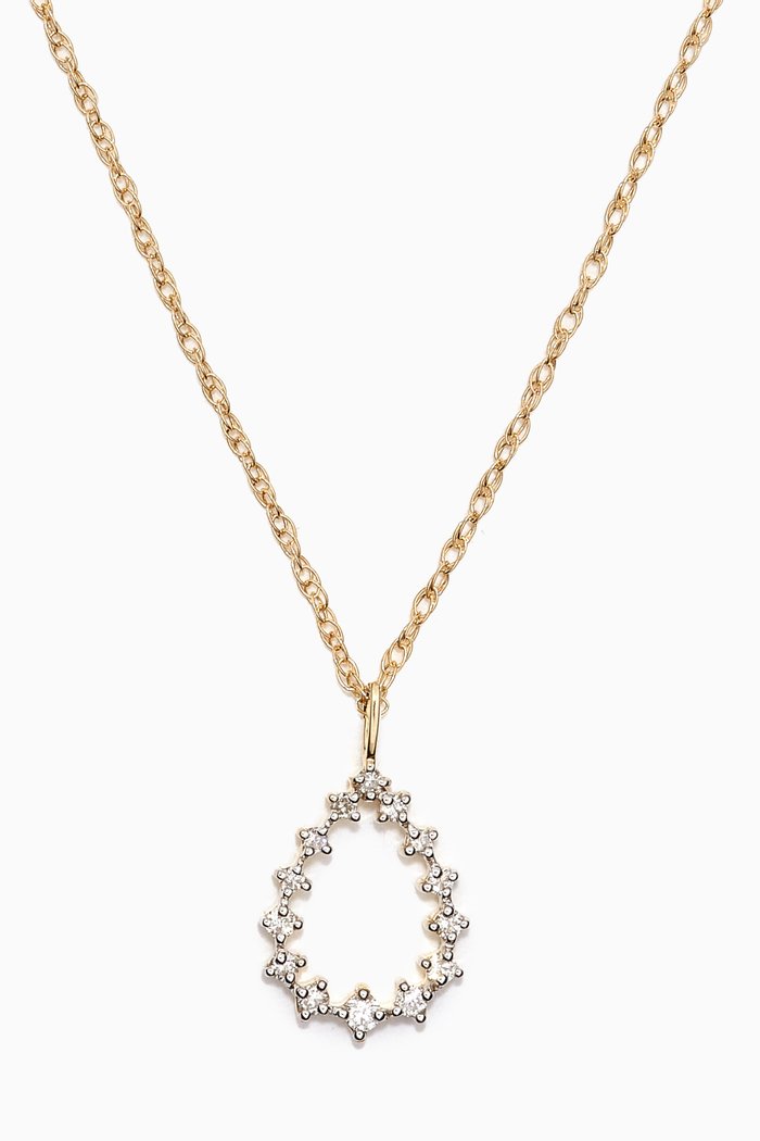 Diamond Blaze Droplet Necklace in 10kt Yellow Gold