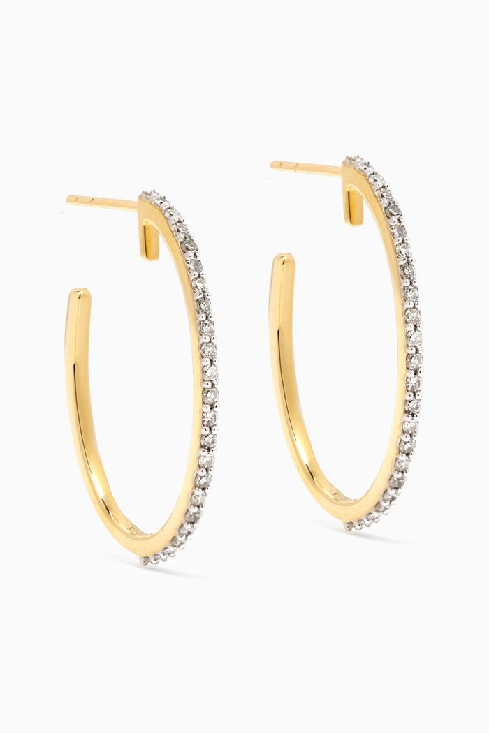 

XL Pave Oval Hoop Earrings in 10kt Yellow Gold
