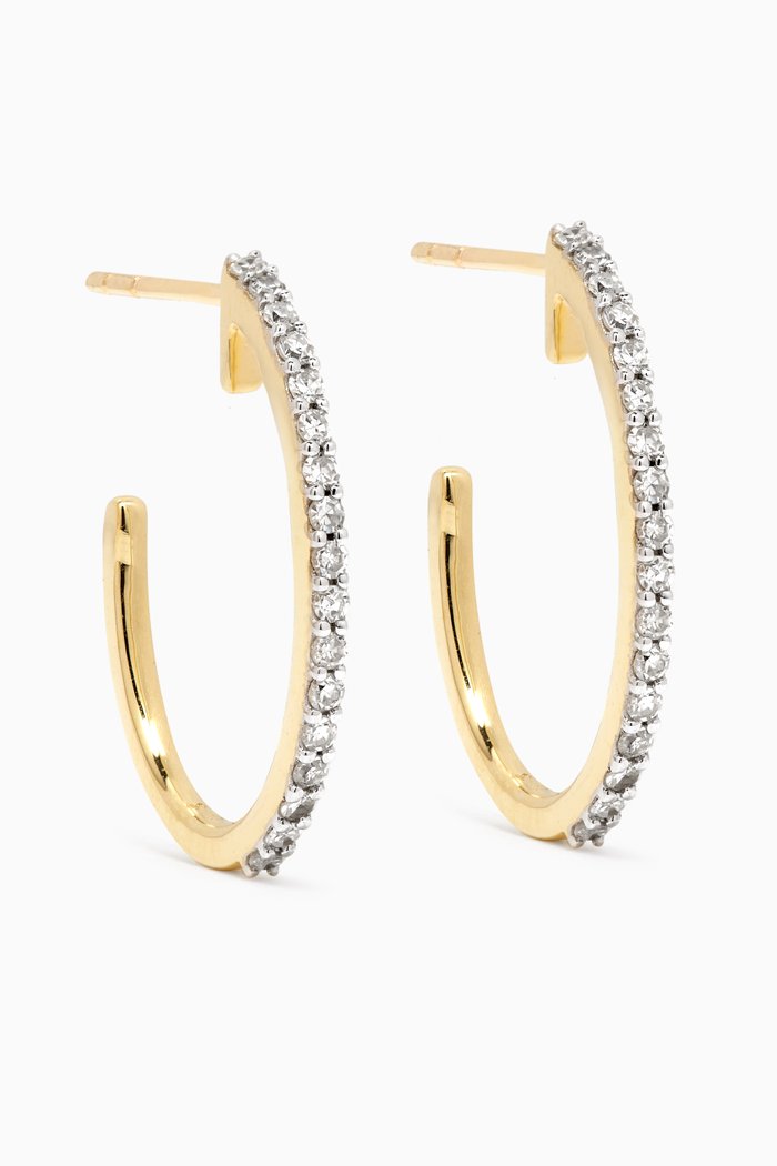 

Medium Pave Oval Hoop Earrings in 10kt Yellow Gold