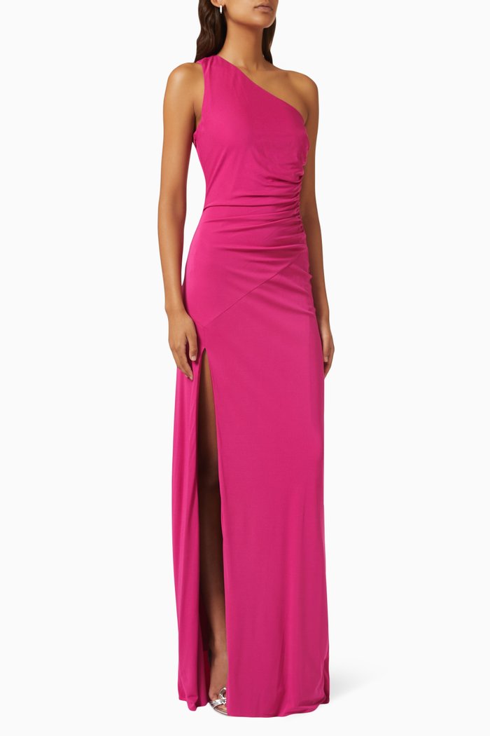 

Malia One-shoulder Gown in Matte Jersey, Pink