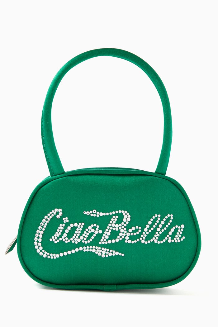 Super Amini Ciao Bella Top-handle Bag in Satin, Green