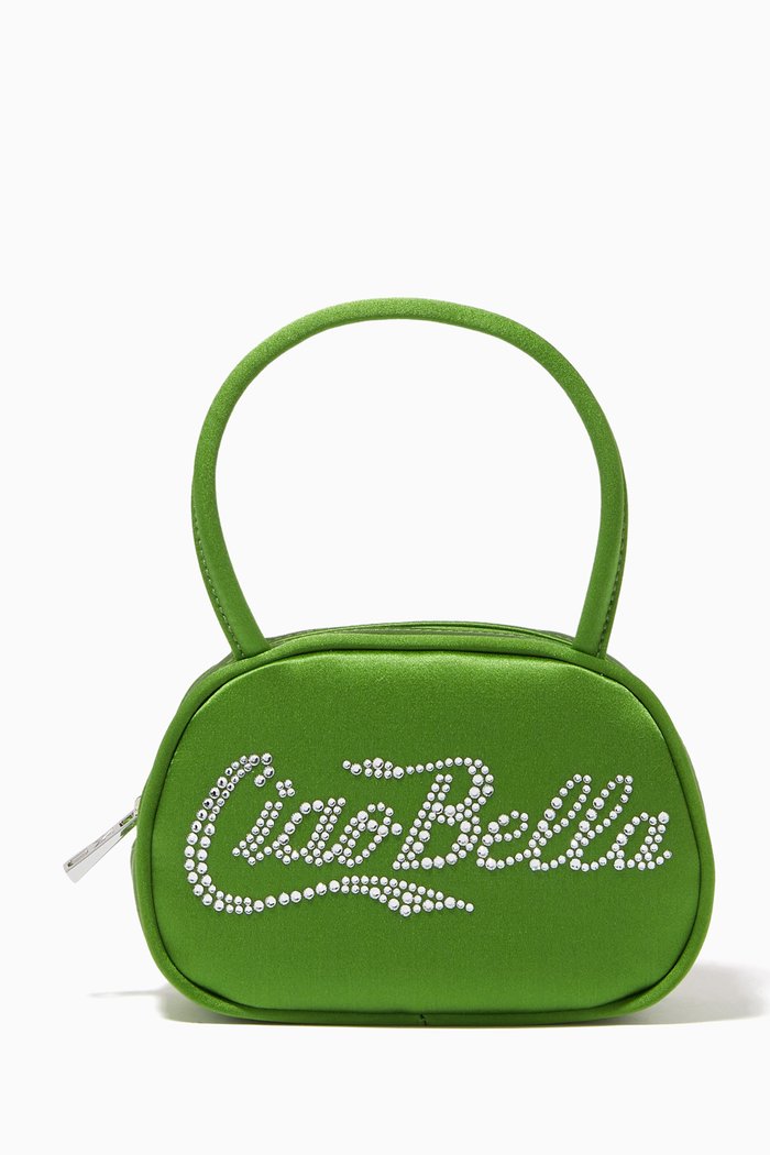 

Super Amini Ciao Bella Top-handle Bag in Satin, Green