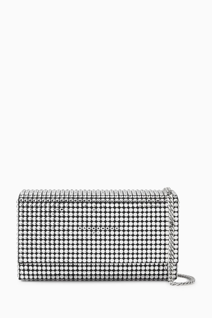 Super Amini Paloma Crystal Clutch in Satin, Black