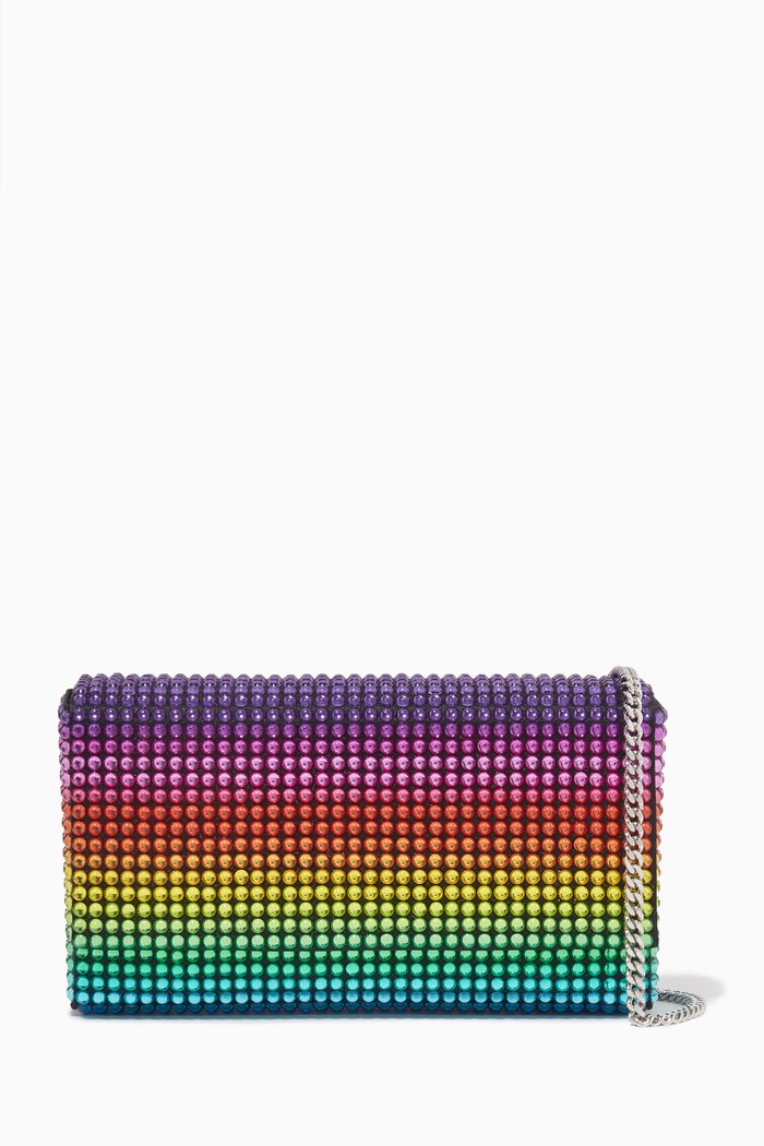 

Super Mini Paloma Crystal Clutch Bag in Satin, Black