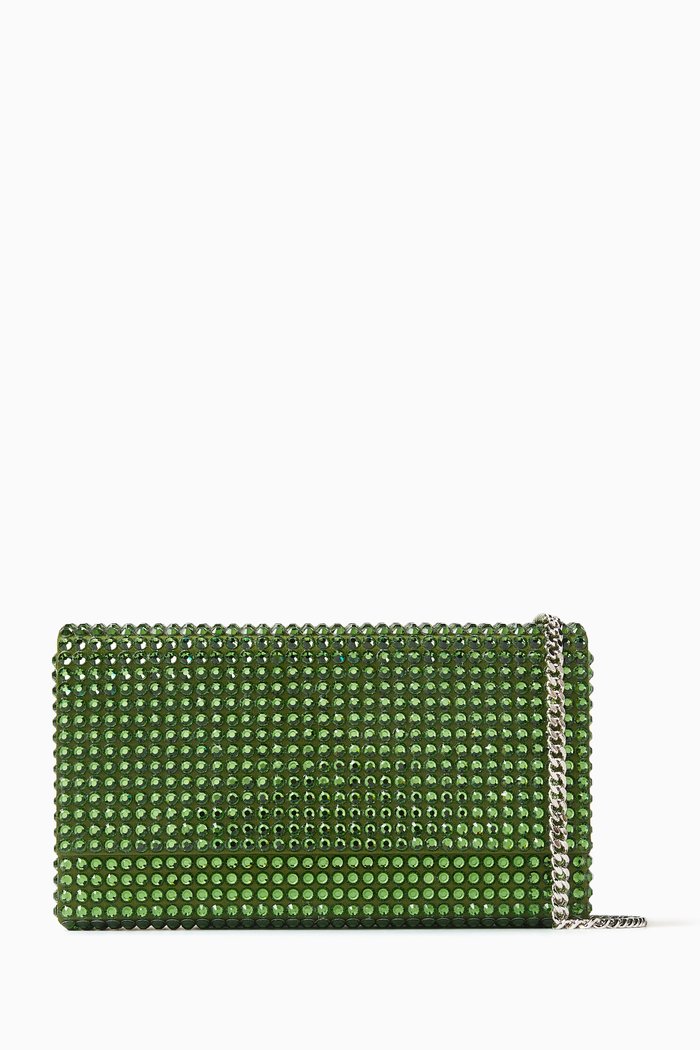 Super Amini Paloma Crystal Clutch in Satin, Green