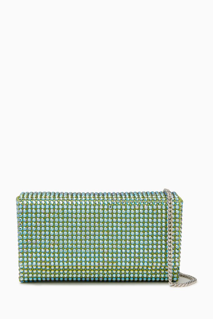 

Super Amini Paloma Crystal Clutch in Satin, Green
