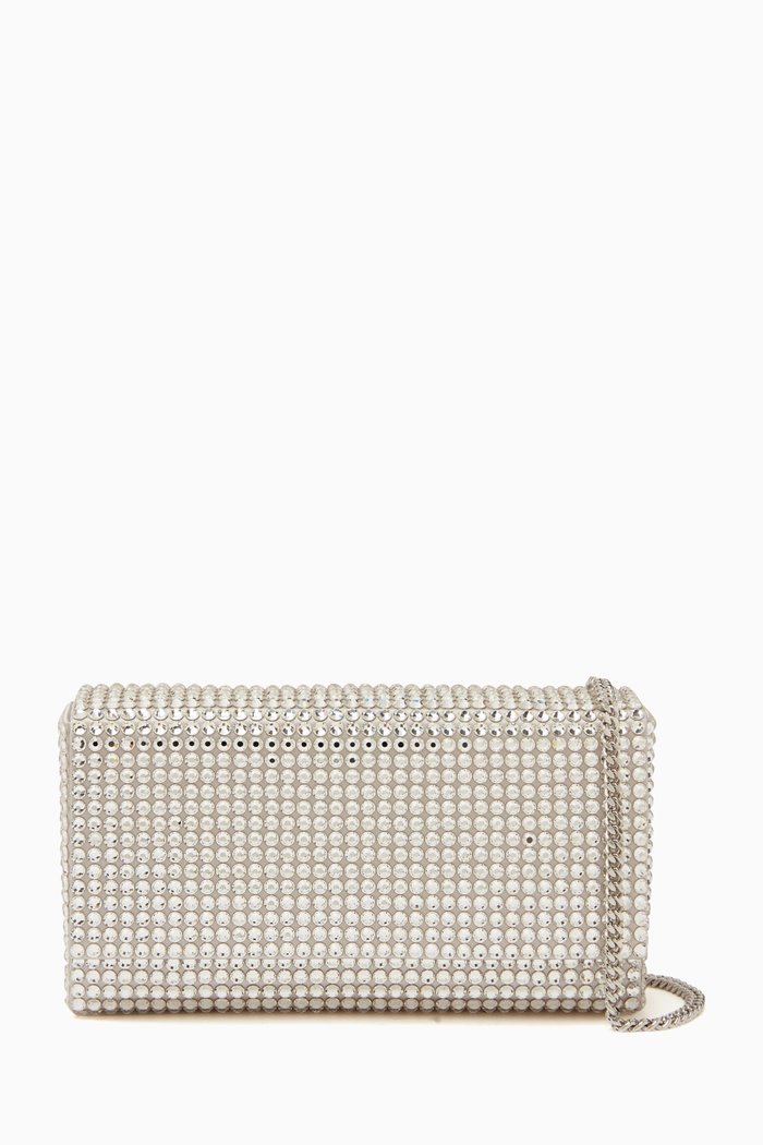 

Super Amini Paloma Crystal Clutch in Satin, Silver