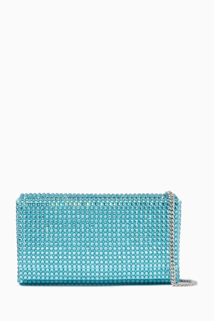 Super Mini Paloma Crystal Clutch Bag in Satin, Blue