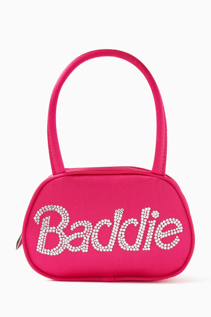 Super Amini Baddie Top-handle Bag in Satin, Pink
