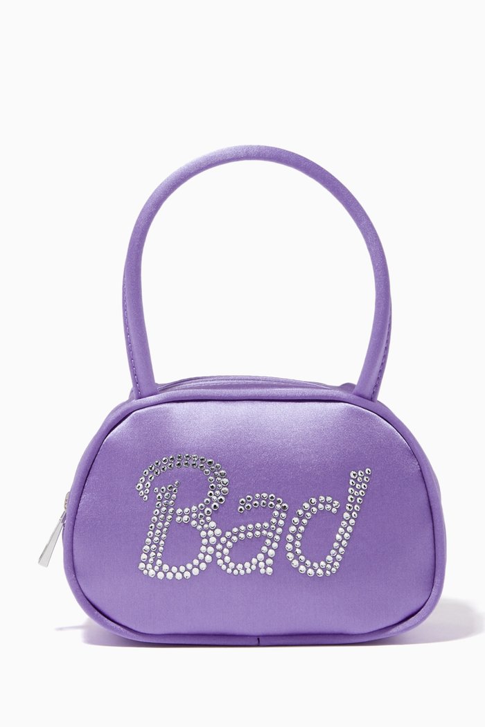 

Super Amini Baddie Top-handle Bag in Satin, Purple