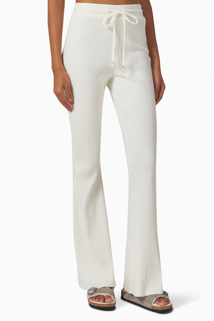 

Primary Wide-leg Pants in Ribbed Cotton, Neutral