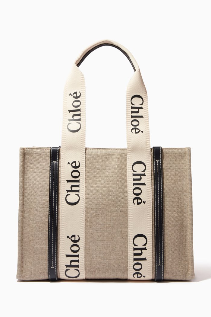 

Medium Woody Tote Bag in Canvas, Blue