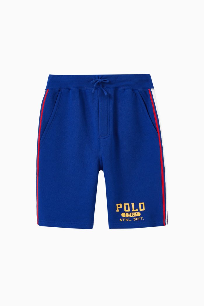 

Contrast Stripe Tape Shorts in Cotton, Blue