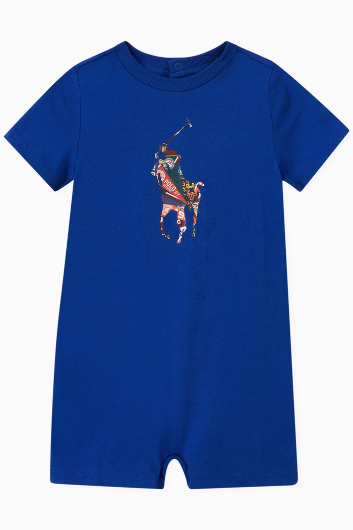 

Polo Logo Romper in Cotton, Blue