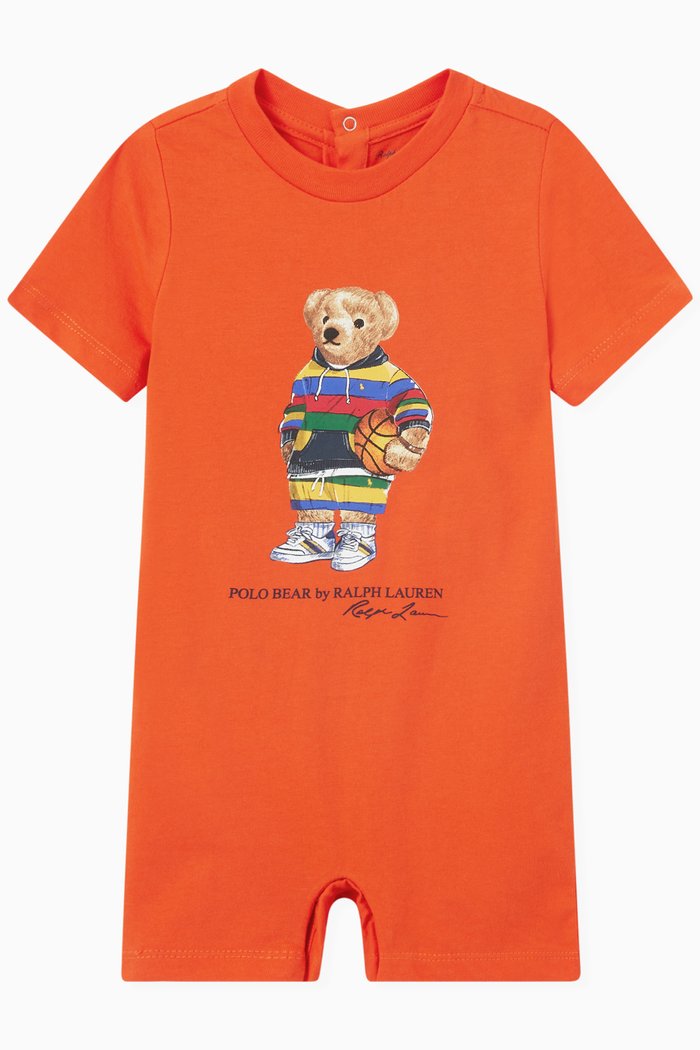 

Polo Bear Romper in Cotton, Orange
