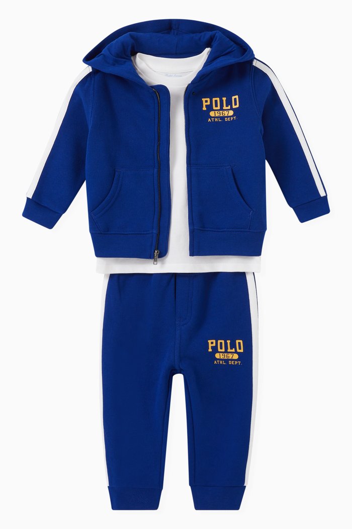 

Logo Print Tracksuit, Set of Three, Blue