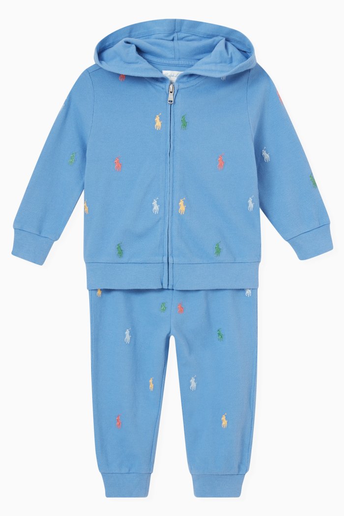 

All-over Logo Tracksuit in Cotton, Blue