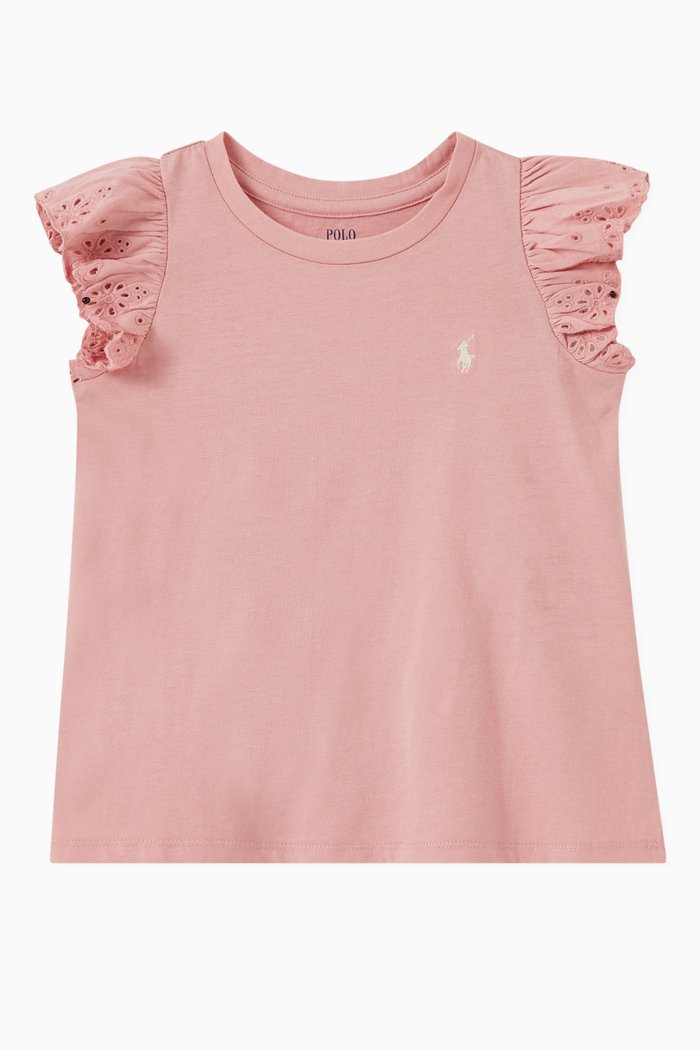 

Ruffled T-shirt in Jersey, Pink