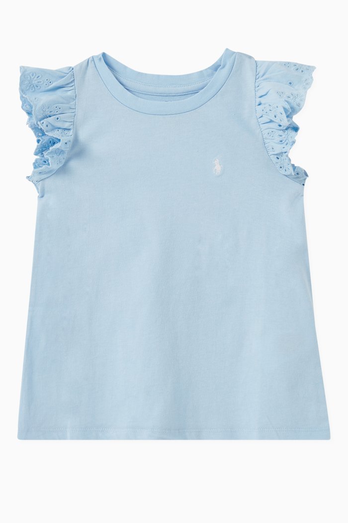 

Ruffled T-shirt in Jersey, Blue