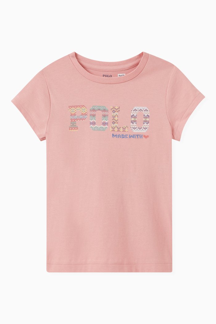 

Embroidered POLO Logo T-shirt in Jersey, Pink