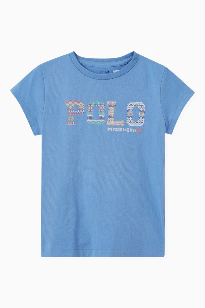 

Embroidered POLO Logo T-shirt in Jersey, Blue