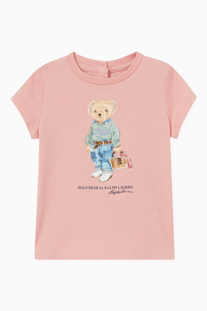 Logo Bear T-shirt in Cotton, Pink