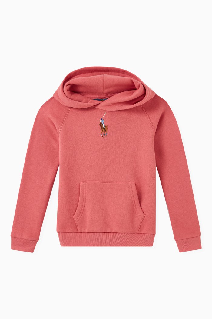 

Polo Logo Hooded Sweatshirt in Cotton, Purple