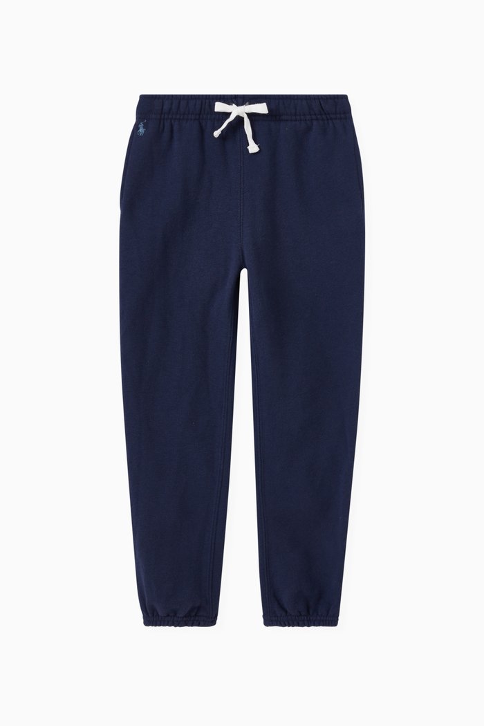 Mini Polo Logo Sweatpants in Cotton, Blue