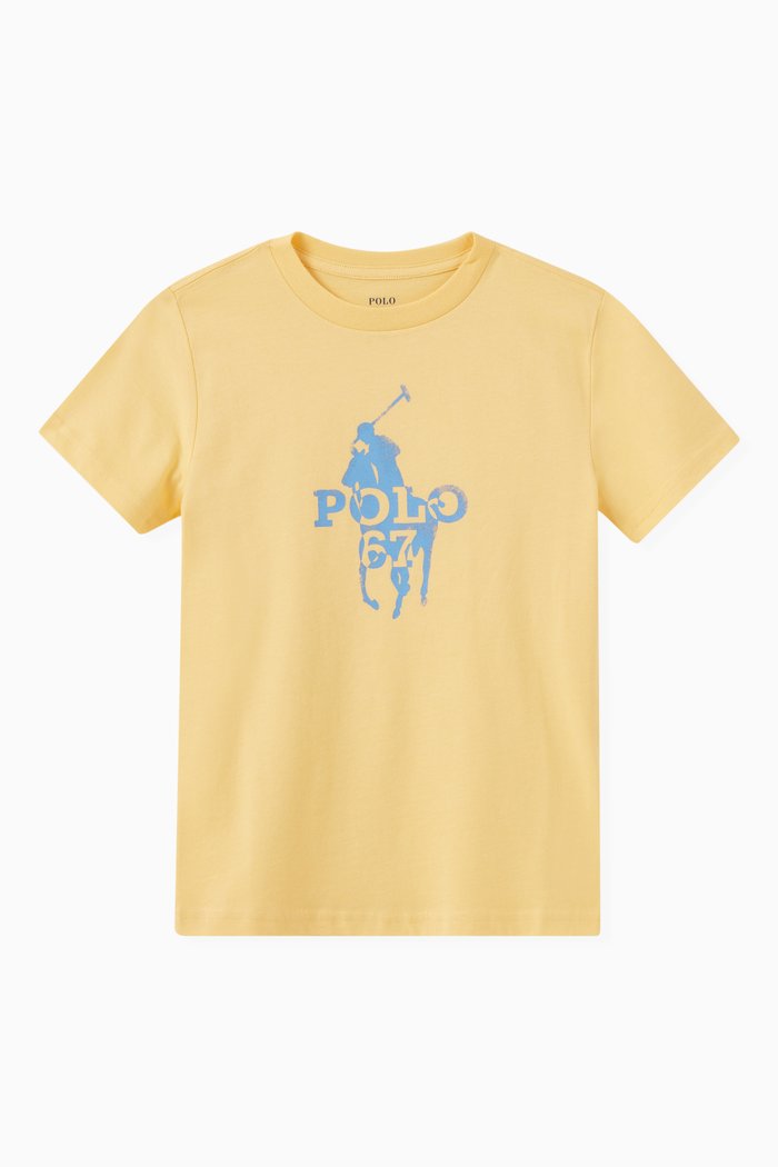 

Faded Polo Logo Print T-shirt in Cotton Jersey, Yellow