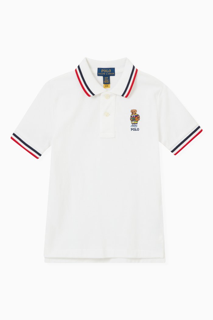 

Logo Bear Polo Shirt in Cotton, White