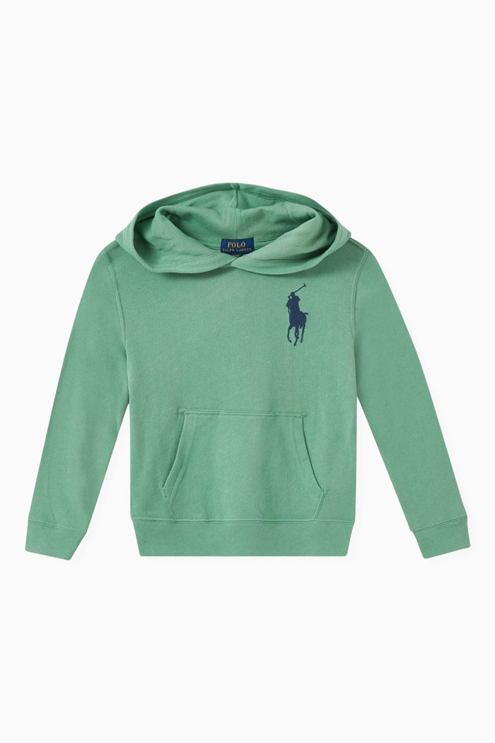 

Logo Print Hoodie in Cotton, Green