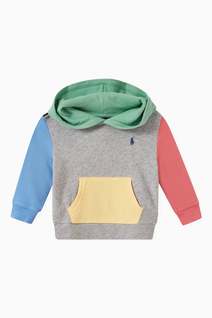 

Multicolour Patchwork Hoodie in Cotton, Grey