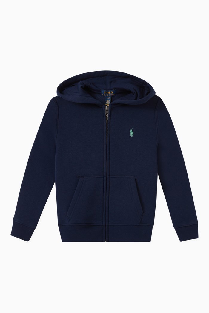 

Logo Print Hoodie in Cotton, Blue