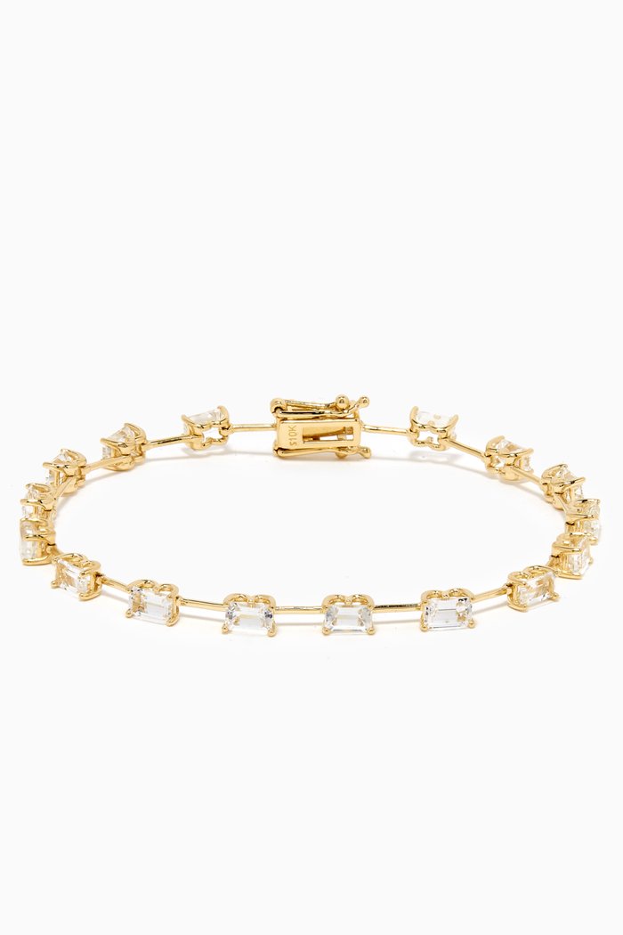 Candyland White Topaz Tennis Bracelet in 10kt Yellow Gold