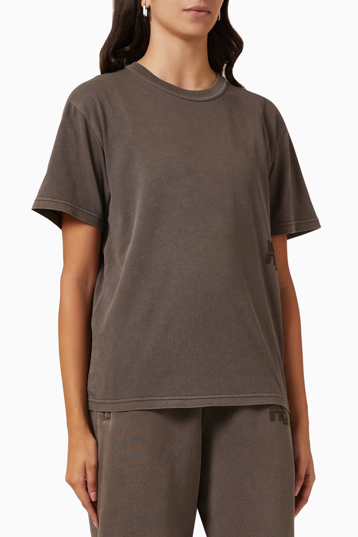 

Puff Logo T-shirt in Cotton Jersey, Brown