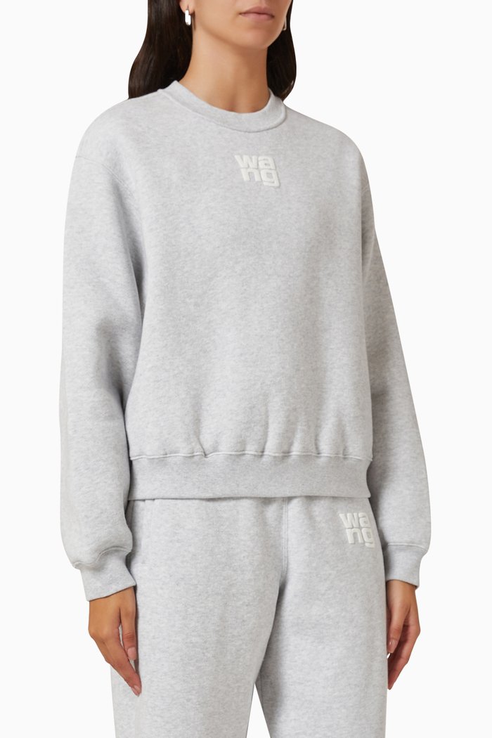

Puff Logo Sweatshirt in Cotton Terry, Grey
