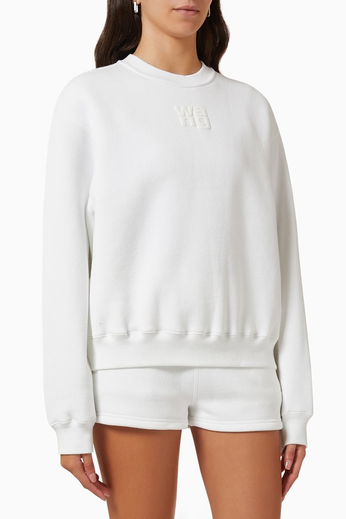

Puff Logo Sweatshirt in Cotton Terry, White