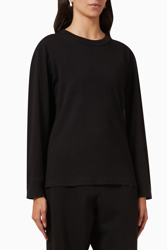 

Puff Logo Sweatshirt in Cotton Terry, Black