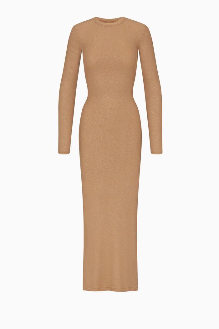 

Soft Lounge Long-sleeved Maxi Dress in Stretch-modal, Yellow